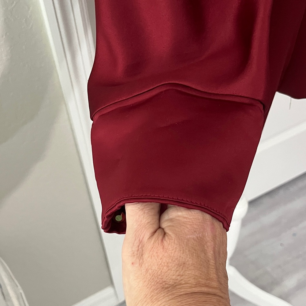 Vie by Victoria Royal Chic Burgundy Reversible Satin Blouse VTG USA RARE SZ 16 - Picture 4 of 15